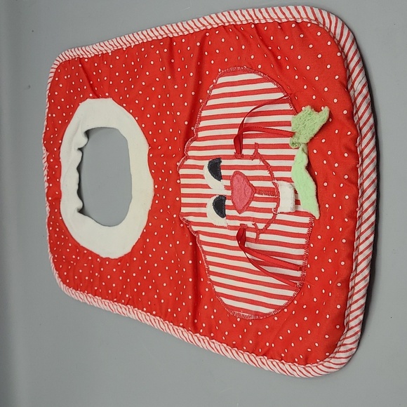 Vintage baby bib red/white bunny polka dot Mullins Square made in USA terrycloth - Picture 6 of 6